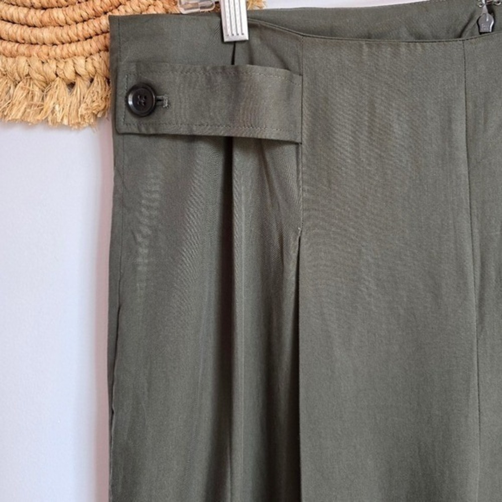 Banana Republic New Olive Green Tencel Pleated Wide Leg Pants Womens SZ 16 Chic - Picture 6 of 11